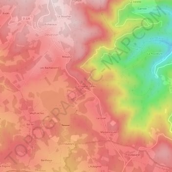 Mappa topografica Le Grand Garay, altitudine, rilievo