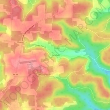 Mappa topografica Grassflat, altitudine, rilievo