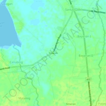 Mappa topografica Simaron, altitudine, rilievo