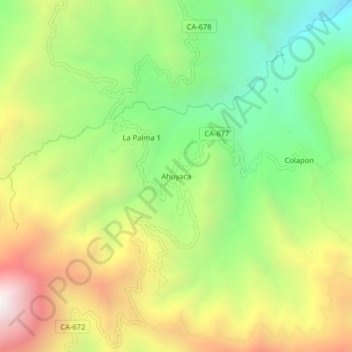 Mappa topografica Ahuyaca, altitudine, rilievo