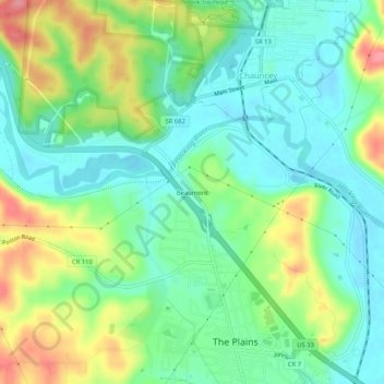 Mappa topografica Beaumont, altitudine, rilievo