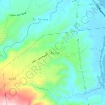 Mappa topografica San Roque, altitudine, rilievo