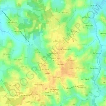 Mappa topografica Le Mollard, altitudine, rilievo