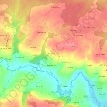 Mappa topografica Chez les Simon, altitudine, rilievo