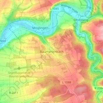 Mappa topografica Baumerlenbach, altitudine, rilievo