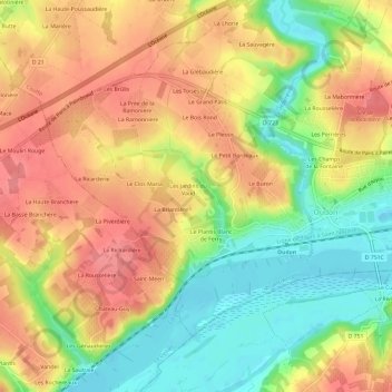 Mappa topografica Le Vaud, altitudine, rilievo