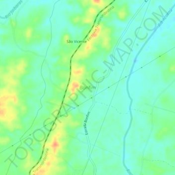 Mappa topografica Bonfim, altitudine, rilievo