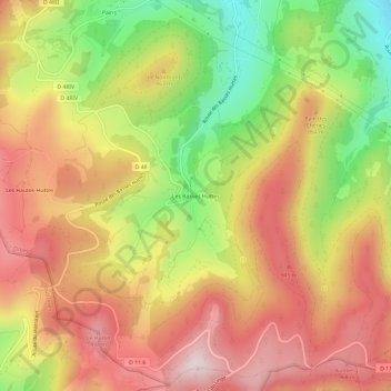 Mappa topografica Les Basses Huttes, altitudine, rilievo