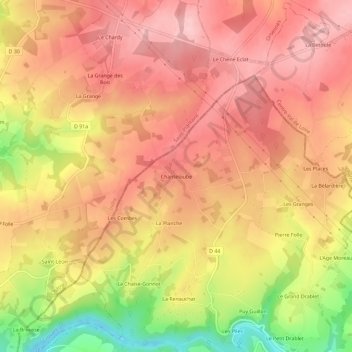 Mappa topografica Chanteloube, altitudine, rilievo