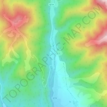 Mappa topografica Pojorâta, altitudine, rilievo