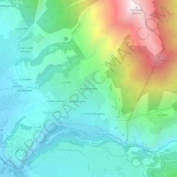 Mappa topografica Haute Boyère, altitudine, rilievo