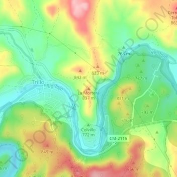 Mappa topografica La Mortera, altitudine, rilievo