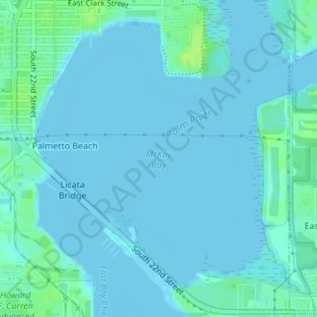 Mappa topografica McKay Bay, altitudine, rilievo