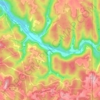Mappa topografica Colliers, altitudine, rilievo