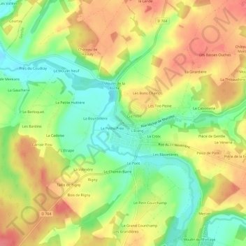 Mappa topografica Le Bourg, altitudine, rilievo