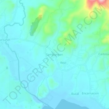 Mappa topografica Sambungan, altitudine, rilievo