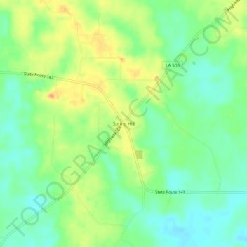 Mappa topografica Spring Hill, altitudine, rilievo