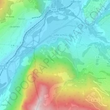 Mappa topografica Barbein, altitudine, rilievo
