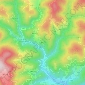 Mappa topografica Semon, altitudine, rilievo