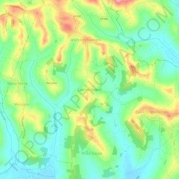 Mappa topografica Cascine Napoli, altitudine, rilievo