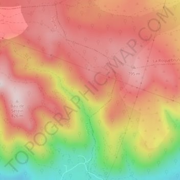 Mappa topografica Les Bassets, altitudine, rilievo