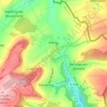Mappa topografica Trois Maisons, altitudine, rilievo