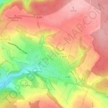Mappa topografica Steinacker, altitudine, rilievo