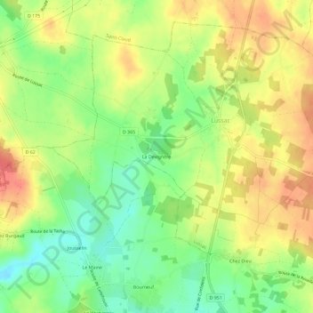 Mappa topografica La Devignère, altitudine, rilievo