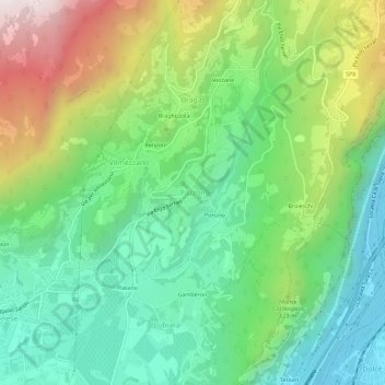 Mappa topografica Pazzon, altitudine, rilievo