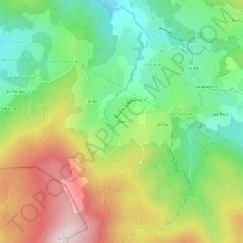 Mappa topografica Pion, altitudine, rilievo