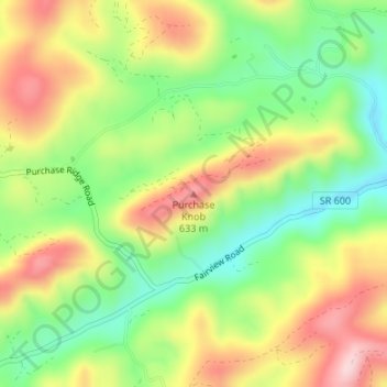 Mappa topografica Purchase Knob, altitudine, rilievo