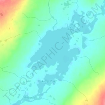 Mappa topografica Grey River, altitudine, rilievo