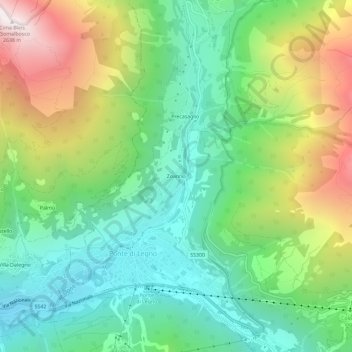 Mappa topografica Zoanno, altitudine, rilievo