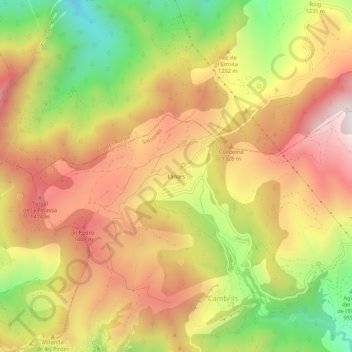 Mappa topografica Llinars, altitudine, rilievo