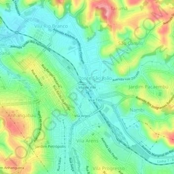Mappa topografica Vila de Vito, altitudine, rilievo