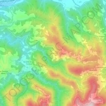 Mappa topografica Maglietola, altitudine, rilievo