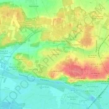 Mappa topografica La Rochelle, altitudine, rilievo