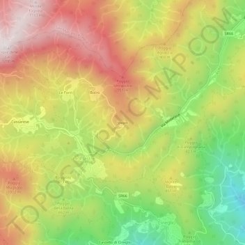 Mappa topografica Vivaio, altitudine, rilievo