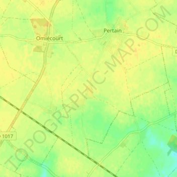 Mappa topografica Berseaucourt, altitudine, rilievo