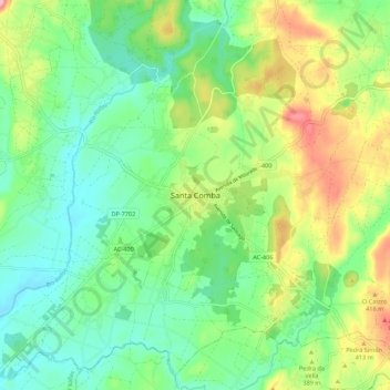 Mappa topografica Santa Comba, altitudine, rilievo