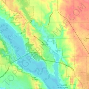 Mappa topografica Polk City, altitudine, rilievo