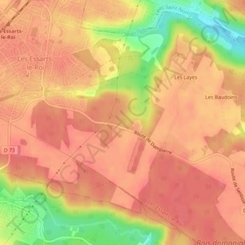 Mappa topografica Malassis, altitudine, rilievo