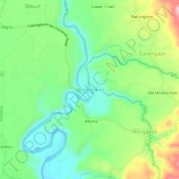 Mappa topografica Mandahikan, altitudine, rilievo