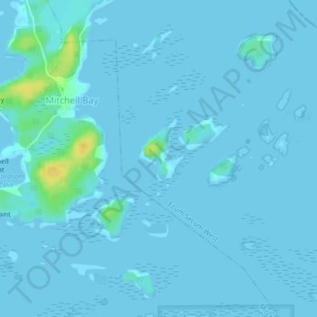 Mappa topografica Tidmarsh Island, altitudine, rilievo