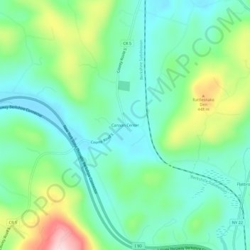 Mappa topografica Canaan Center, altitudine, rilievo