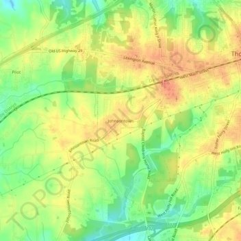 Mappa topografica Johnsontown, altitudine, rilievo