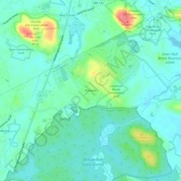 Mappa topografica Pinefield, altitudine, rilievo