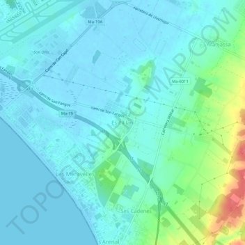 Mappa topografica Es Pil·larí, altitudine, rilievo