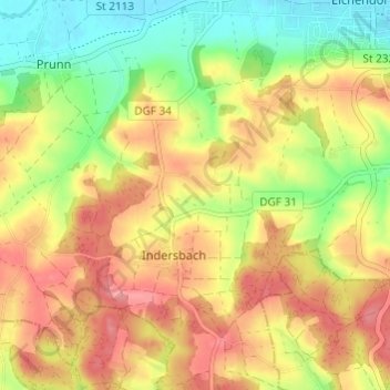 Mappa topografica Muggenthal, altitudine, rilievo