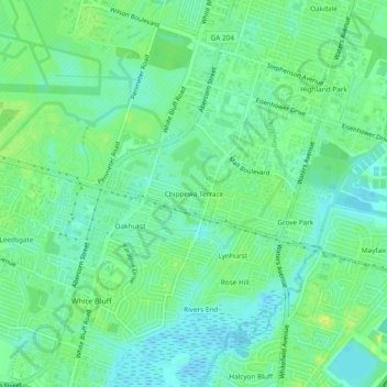 Mappa topografica Chippewa Terrace, altitudine, rilievo